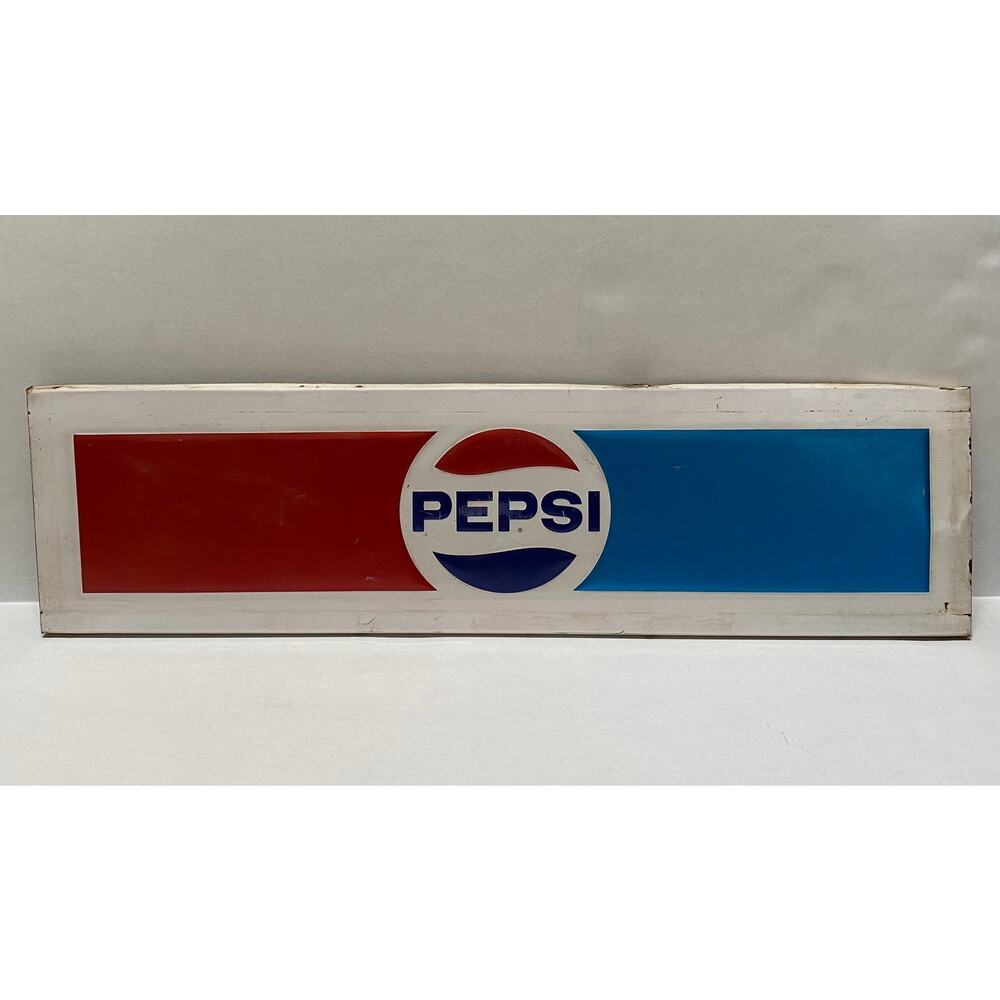 Vtg Pepsi Embossed Metal Sign 28" Bar Store Display Advertising Soda Pop Cola 2B